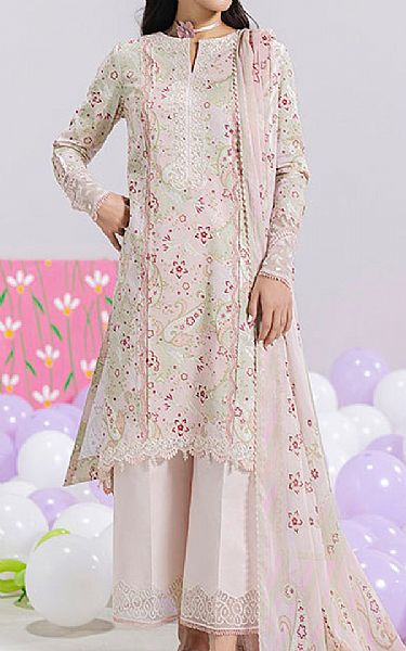 Qalamkar Pink/Sage Green Lawn Suit | Pakistani Lawn Dress in USA- Image 1