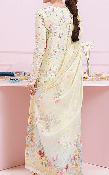 Qalamkar Cream Lawn Suit | Pakistani Lawn Dress in USA- Image 2