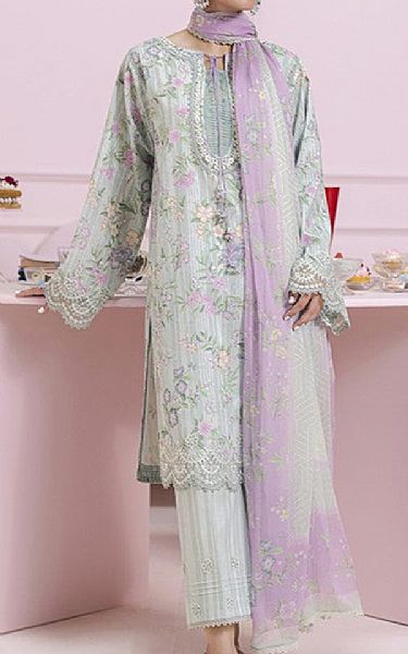 Qalamkar Mint/Green Lawn Suit | Pakistani Lawn Dress in USA- Image 1