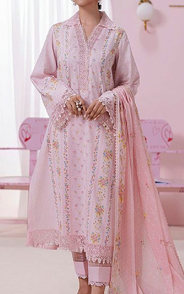 Qalamkar Pink Lawn Suit | Pakistani Lawn Dress in USA- Image 1