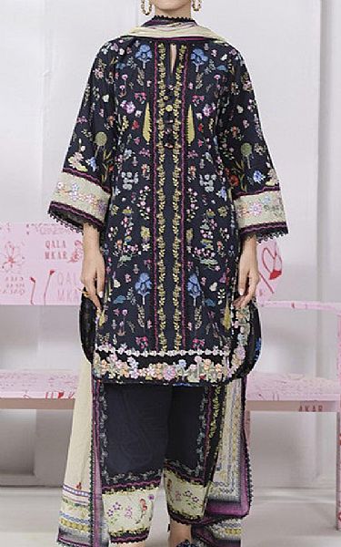 Qalamkar Black Lawn Suit | Pakistani Lawn Dress in USA- Image 1