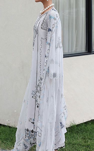 Qalamkar Light Grey Lawn Suit | Pakistani Lawn Dress in USA- Image 2