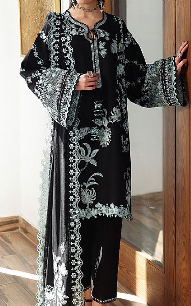 Qalamkar Black Lawn Suit | Pakistani Lawn Dress in USA- Image 1