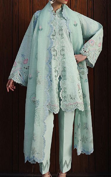Qalamkar Aqua Lawn Suit | Pakistani Lawn Dress in USA- Image 1