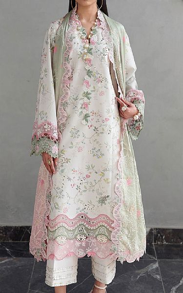 Qalamkar Off-white Lawn Suit | Pakistani Lawn Dress in USA- Image 1