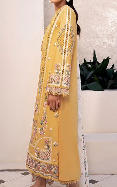 Qalamkar Mustard Lawn Suit | Pakistani Lawn Dress in USA- Image 2