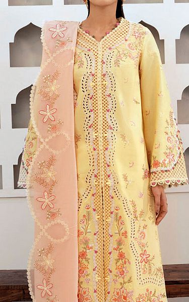 Qalamkar Yellow Lawn Suit | Pakistani Lawn Dress in USA- Image 2