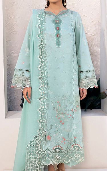 Qalamkar Aqua Lawn Suit | Pakistani Lawn Dress in USA- Image 1