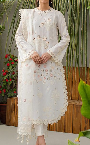Qalamkar White Lawn Suit | Pakistani Lawn Suits- Image 1