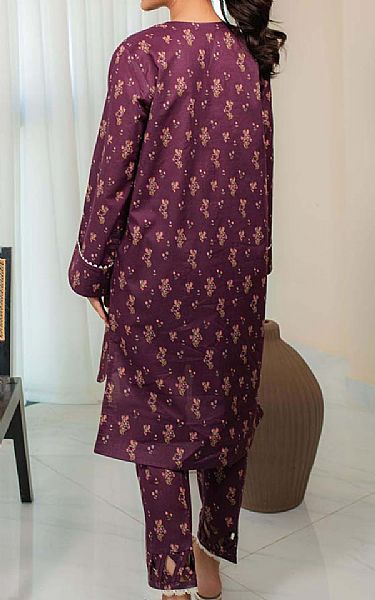 Qalamkar Old Mauve Lawn Suit (2 pcs) | Pakistani Lawn Suits- Image 2