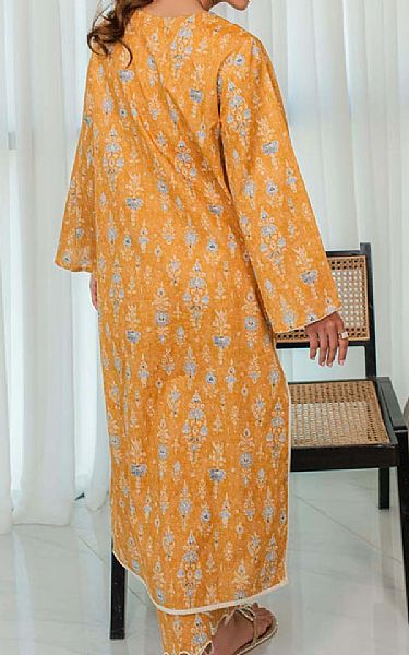 Qalamkar Cadmium Orange Lawn Suit (2 pcs) | Pakistani Lawn Suits- Image 2
