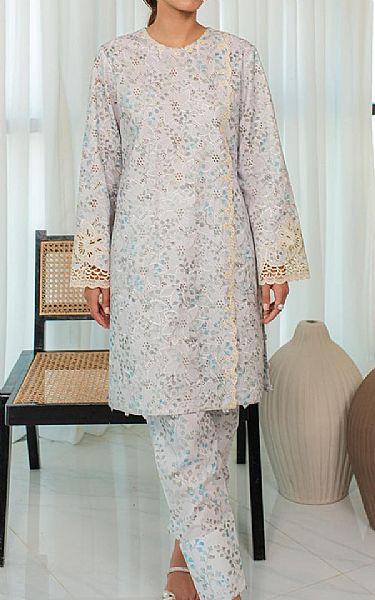 Qalamkar Grey Lawn Suit (2 pcs) | Pakistani Lawn Dress in USA- Image 1