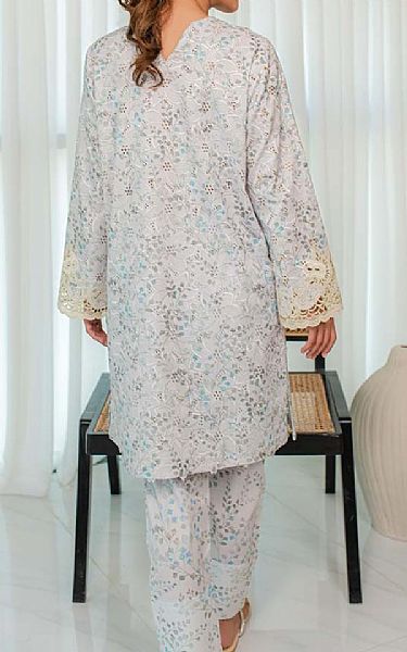 Qalamkar Grey Lawn Suit (2 pcs) | Pakistani Lawn Dress in USA- Image 2