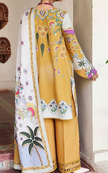 Qalamkar Sand Gold Jacquard Suit | Pakistani Winter Dresses in USA- Image 2