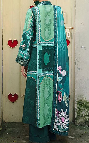 Qalamkar Green Jacquard Suit | Pakistani Winter Dresses in USA- Image 2