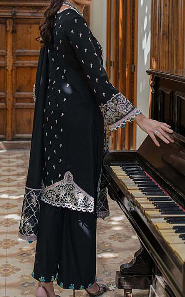 Qalamkar Black Peach Leather Suit | Pakistani Winter Dresses- Image 2