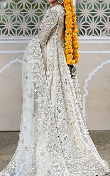 Qalamkar Off White Chiffon Suit | Pakistani Embroidered Chiffon Dresses USA- Image 2