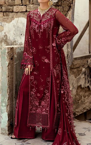 red chiffon dress pakistani Red Pakistani Chiffon Dress - Hand Embroidered Chiffon USA