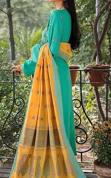 Rajbari Aqua Karandi Suit | Pakistani Dresses in USA- Image 2