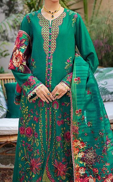 Rajbari Green Karandi Suit | Pakistani Dresses in USA- Image 2