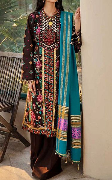 Rajbari Dark Brown Khaddar Suit | Pakistani Dresses in USA- Image 1