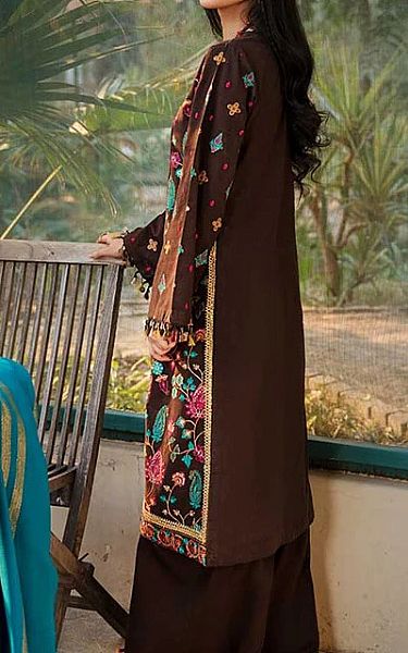 Rajbari Dark Brown Khaddar Suit | Pakistani Dresses in USA- Image 2