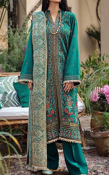 Rajbari Emerald Khaddar Suit | Pakistani Dresses in USA- Image 1