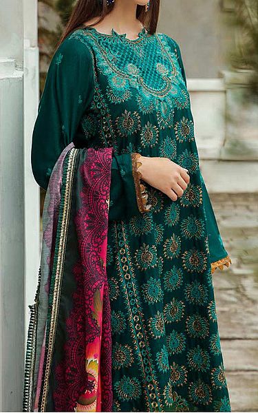 Rajbari Teal Green Karandi Suit | Pakistani Dresses in USA- Image 2