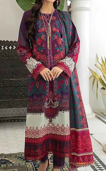 Rajbari Indigo Lawn Suit | Pakistani Dresses in USA- Image 1