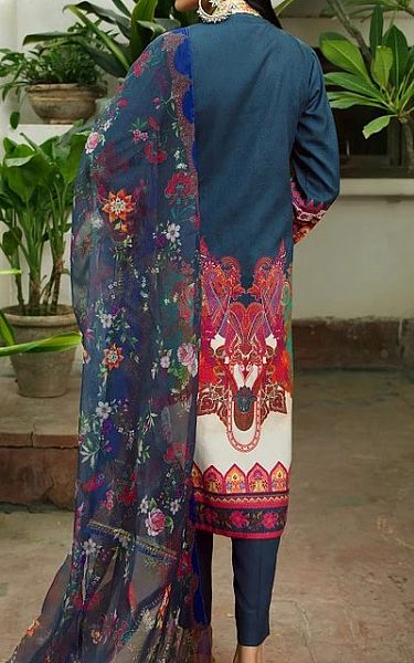 Rajbari Denim Blue Linen Suit | Pakistani Dresses in USA- Image 2