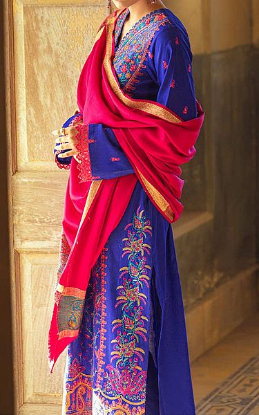 Rajbari Dark Blue Khaddar Suit | Pakistani Dresses in USA- Image 2
