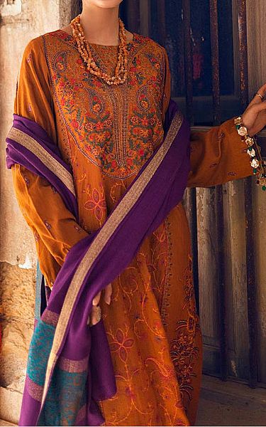 Rajbari Bright Orange Khaddar Suit | Pakistani Dresses in USA- Image 2