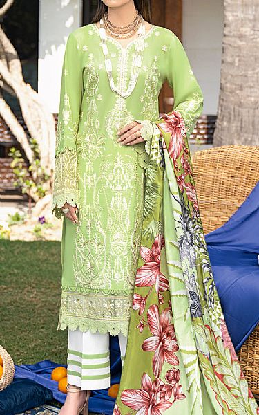 Ramsha Parrot Green Lawn Suit | Pakistani Lawn Suits- Image 1