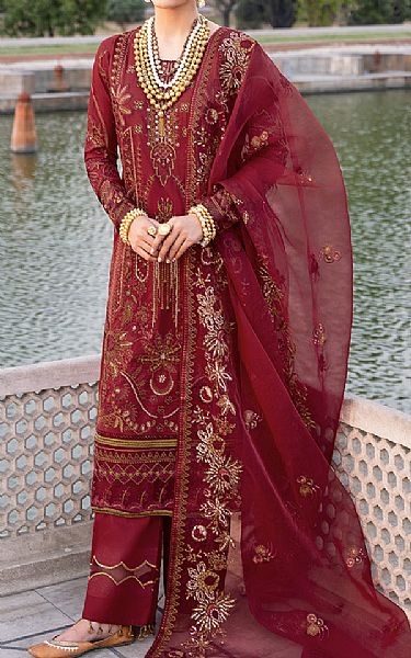 Ramsha Scarlet Lawn Suit | Pakistani Lawn Suits- Image 1