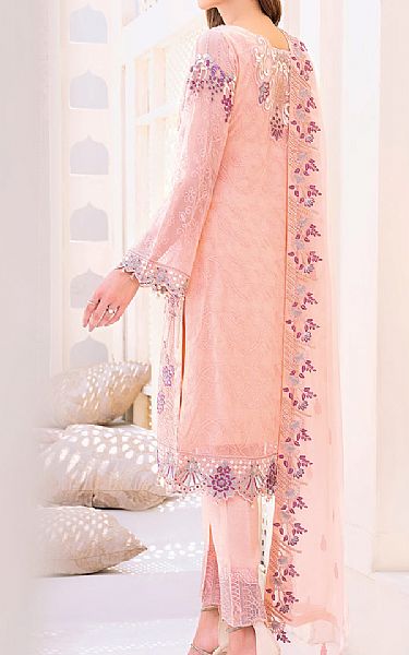 Ramsha Baby Pink Chiffon Suit | Pakistani Embroidered Chiffon Dresses- Image 2