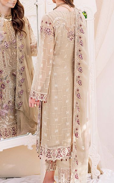 Beige Chiffon Suit | Ramsha Pakistani Chiffon Dresses