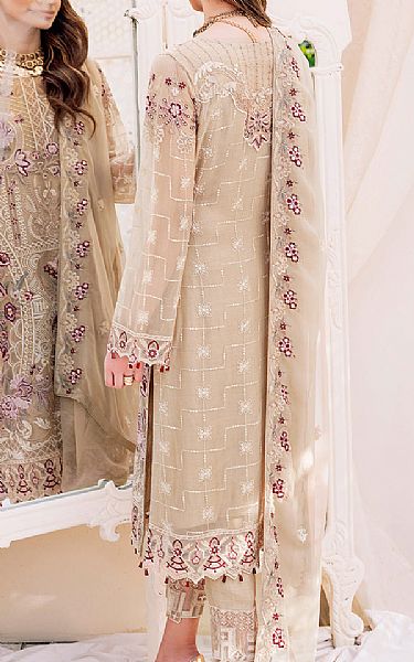 Ramsha Beige Chiffon Suit | Pakistani Embroidered Chiffon Dresses- Image 2