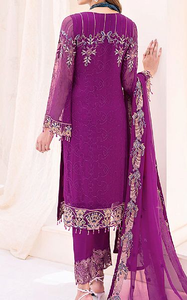 Ramsha Plum Chiffon Suit | Pakistani Embroidered Chiffon Dresses- Image 2