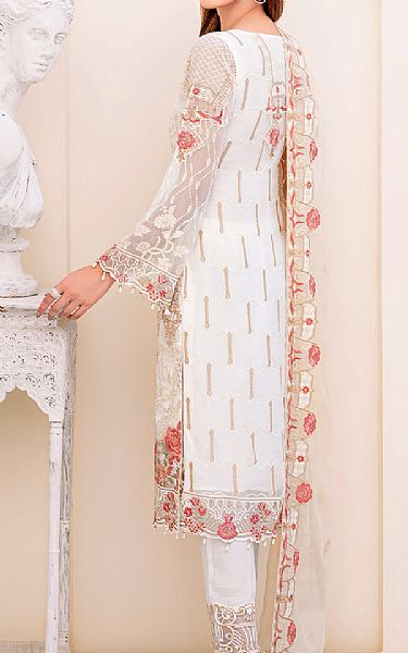 White Chiffon Suit | Ramsha Pakistani Chiffon Dresses