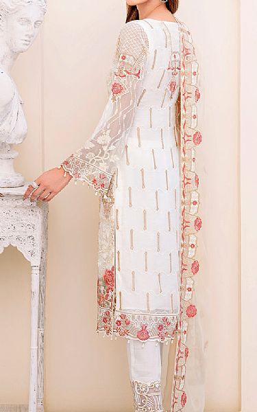 Ramsha White Chiffon Suit | Pakistani Embroidered Chiffon Dresses- Image 2