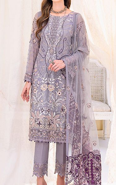 Ramsha Lavender Chiffon Suit | Pakistani Embroidered Chiffon Dresses- Image 1