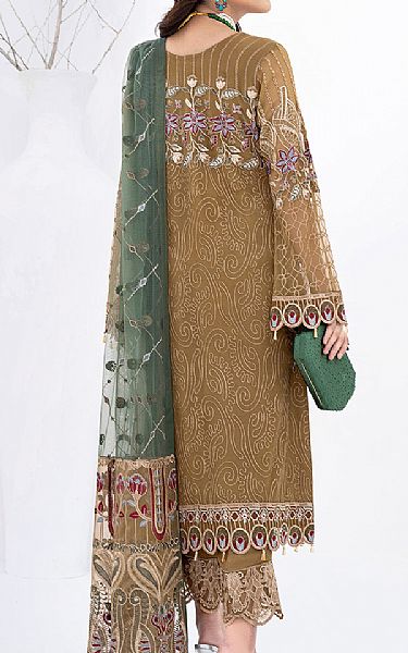 Ramsha Peanut Brown Chiffon Suit | Pakistani Embroidered Chiffon Dresses- Image 2
