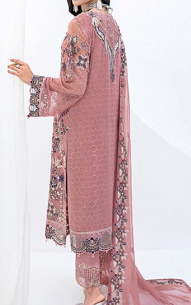 Ramsha Tea Rose Chiffon Suit | Pakistani Embroidered Chiffon Dresses- Image 2