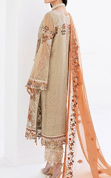 Ramsha Tan Chiffon Suit | Pakistani Embroidered Chiffon Dresses- Image 2