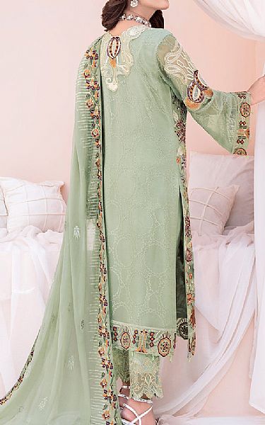 Ramsha Pistachio Green Chiffon Suit | Pakistani Embroidered Chiffon Dresses- Image 2