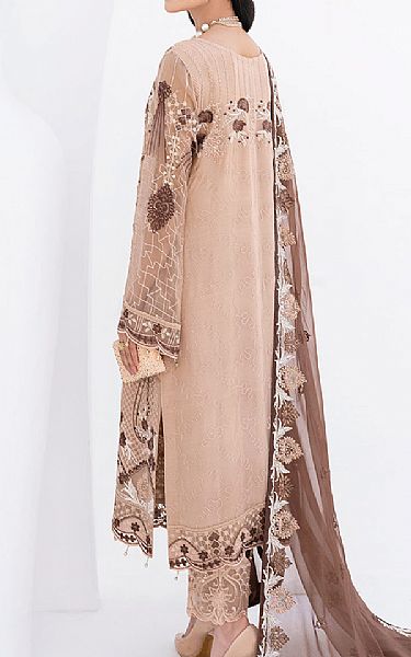 Ramsha Beige Chiffon Suit | Pakistani Embroidered Chiffon Dresses- Image 2
