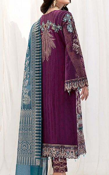 Ramsha Egg Plant Chiffon Suit | Pakistani Embroidered Chiffon Dresses- Image 2