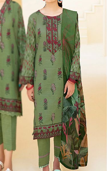Ramsha Forest Green Khaddar Suit | Pakistani Winter Dresses- Image 1