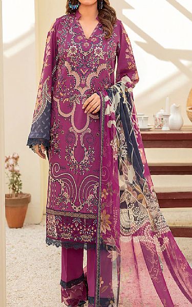 Ramsha Magenta Lawn Suit | Pakistani Dresses in USA- Image 1