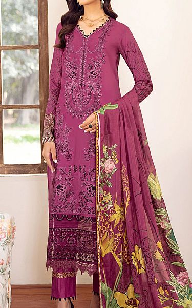 Ramsha Dark Pink Lawn Suit | Pakistani Dresses in USA- Image 1